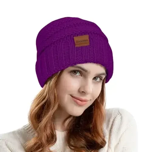 Rosoz Womens Beanies for Winter Slouchy Beanies for Women Knit Warm Winter Hats for Women Thick for Cold Weather - 3