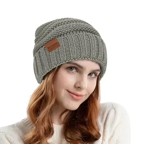 Rosoz Womens Beanies for Winter Slouchy Beanies for Women Knit Warm Winter Hats for Women Thick for Cold Weather - 3