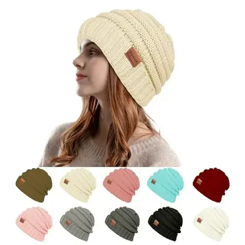 Rosoz Womens Beanies for Winter Slouchy Beanies for Women Knit Warm Winter Hats for Women Thick for Cold Weather 