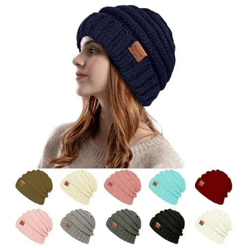 Rosoz Womens Beanies for Winter Slouchy Beanies for Women Knit Warm Winter Hats for Women Thick for Cold Weather 