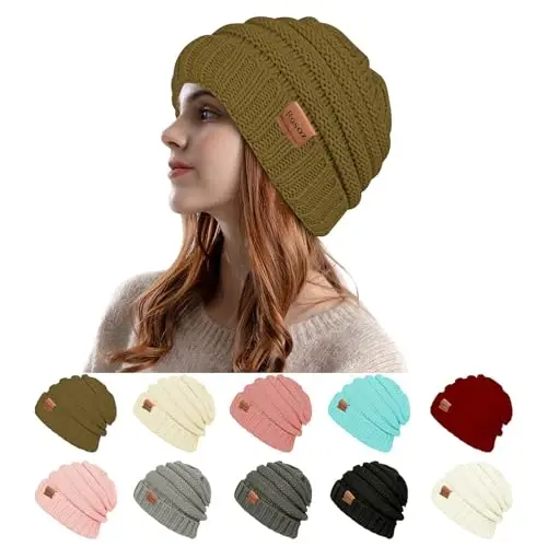 Rosoz Womens Beanies for Winter Slouchy Beanies for Women Knit Warm Winter Hats for Women Thick for Cold Weather 