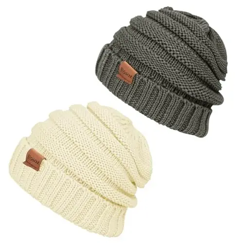 Rosoz Womens Beanies for Winter Slouchy Beanies for Women Knit Warm Winter Hats for Women Thick for Cold Weather - 1