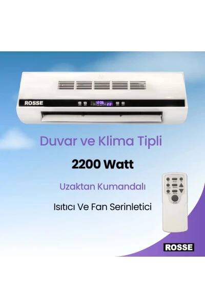 Rosse 2200 W. Uk. Ptc Ceramic Heater, Cooler Wall Air Conditioner Type with Gift - 40