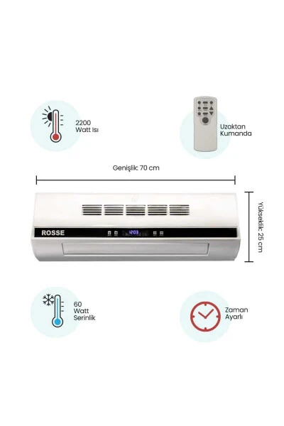 Rosse 2200 W. Uk. Ptc Ceramic Heater, Cooler Wall Air Conditioner Type with Gift - 43