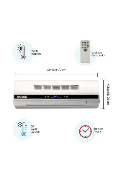 Rosse 2200 W. Uk. Ptc Ceramic Heater, Cooler Wall Air Conditioner Type with Gift - 36