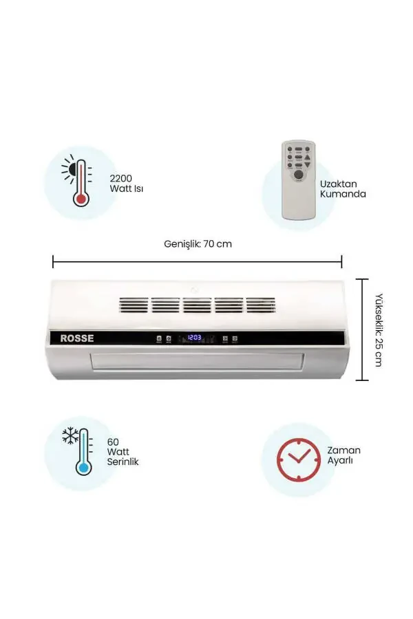 Rosse 2200 W. Uk. Ptc Ceramic Heater, Cooler Wall Air Conditioner Type with Gift - 36