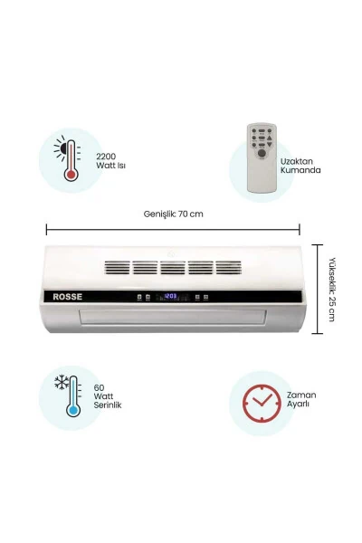 Rosse 2200 W. Uk. Ptc Ceramic Heater, Cooler Wall Air Conditioner Type with Gift - 29