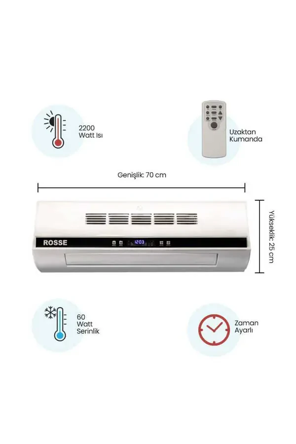 Rosse 2200 W. Uk. Ptc Ceramic Heater, Cooler Wall Air Conditioner Type with Gift - 29