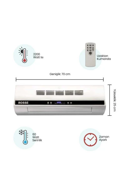 Rosse 2200 W. Uk. Ptc Ceramic Heater, Cooler Wall Air Conditioner Type with Gift - 23