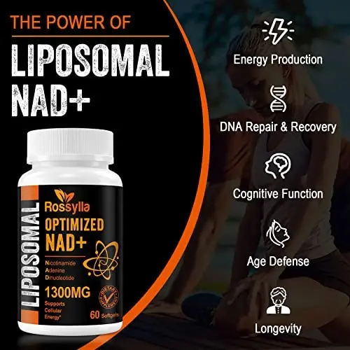 Rossylla 1300 MG Liposomal NAD+ qo'shimchasi | Eng yuqori assimilyatsiya | Sof NAD qo'shimchasi NAD+ni samarali oshirish uchun | Qarishga qarshi, hujayra energiyasi, uzoq umr ko'rish uchun NAD+ qo'shimchasini kuchaytirish | 480 dona - 6