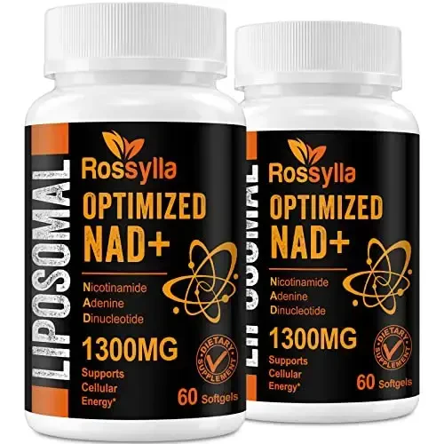 Rossylla 1300 MG Liposomal NAD+ qo'shimchasi | Eng yuqori so'rilish | NADni samarali oshirish uchun eng toza NAD qo'shimchasi | Qarishga qarshi, hujayra energiyasi, uzoq umr ko'rish uchun NADni kuchaytiruvchi qo'shimcha | 120 dona - 1