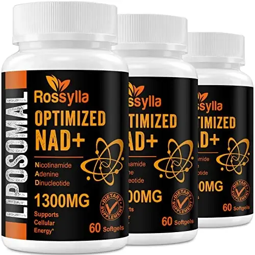 Rossylla 1300 MG Liposomal NAD+ qo'shimchasi | Eng yuqori so'rilish | Sof NAD qo'shimchasi NAD+ni samarali oshirish uchun | Qarishga qarshi, hujayra energiyasi, uzoq umr ko'rish uchun NAD+ni kuchaytiruvchi qo'shimcha | 180 dona - Rossylla