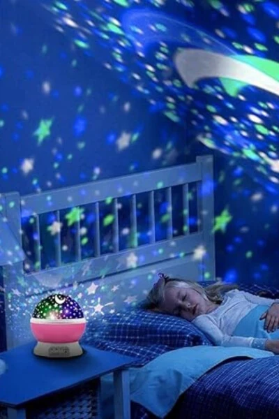 Rotating Projection Night Light with Moon and Stars Sky Reflection - Pink for Baby Nursery - 13