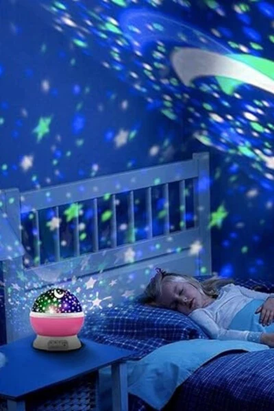 Rotating Projection Night Light with Moon and Stars Sky Reflection - Pink for Baby Nursery - 6