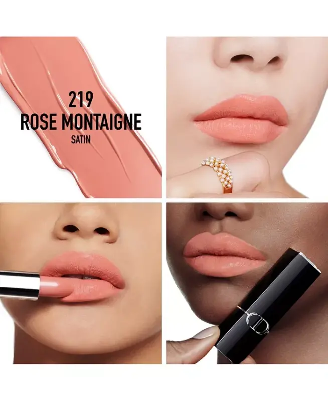 Rouge Dior Lab bo'yog'i - Satin-219 Rose Montaigne - shaftoli rangli yalang'och - 3