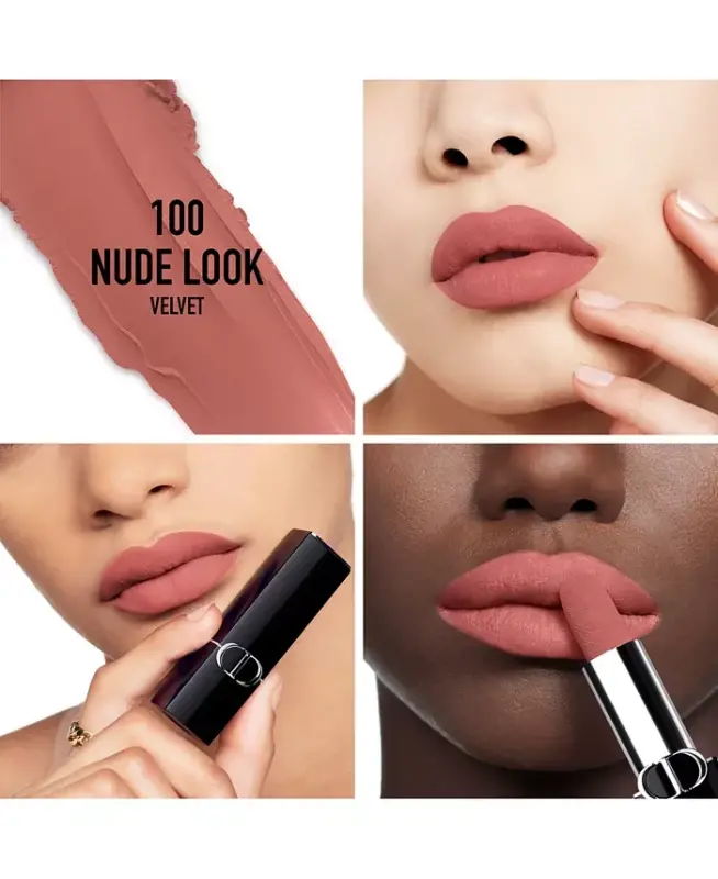 Rouge Dior lab bo'yog'i - Velvet-100 Nude Look velvet - pushti rangdagi nude - 3