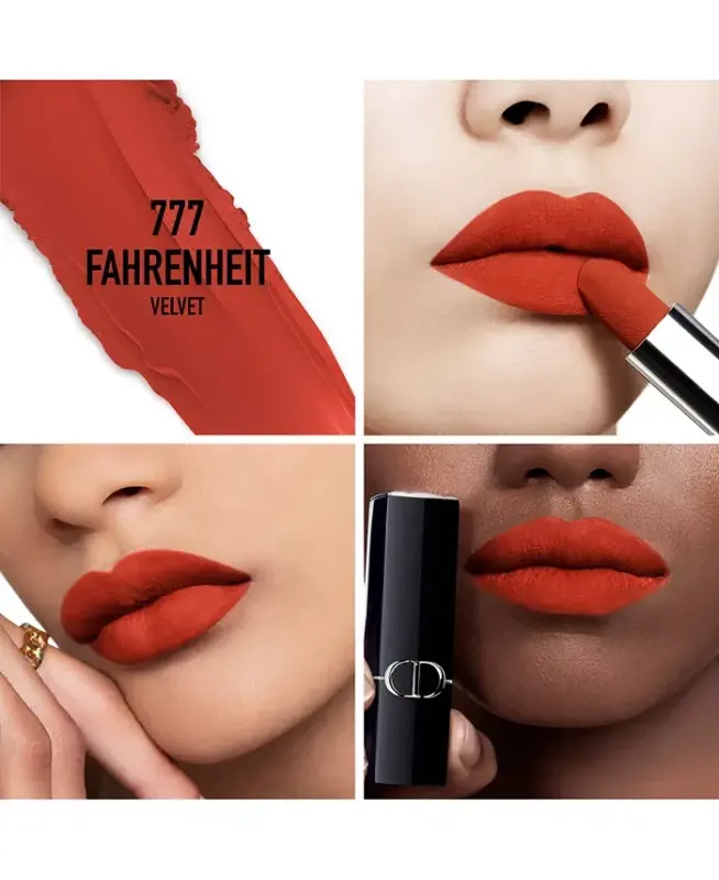 Rouge Dior Lab bo'yog'i - Velvet-777 Fahrenheit velvet - yorqin g'isht qizil - 3