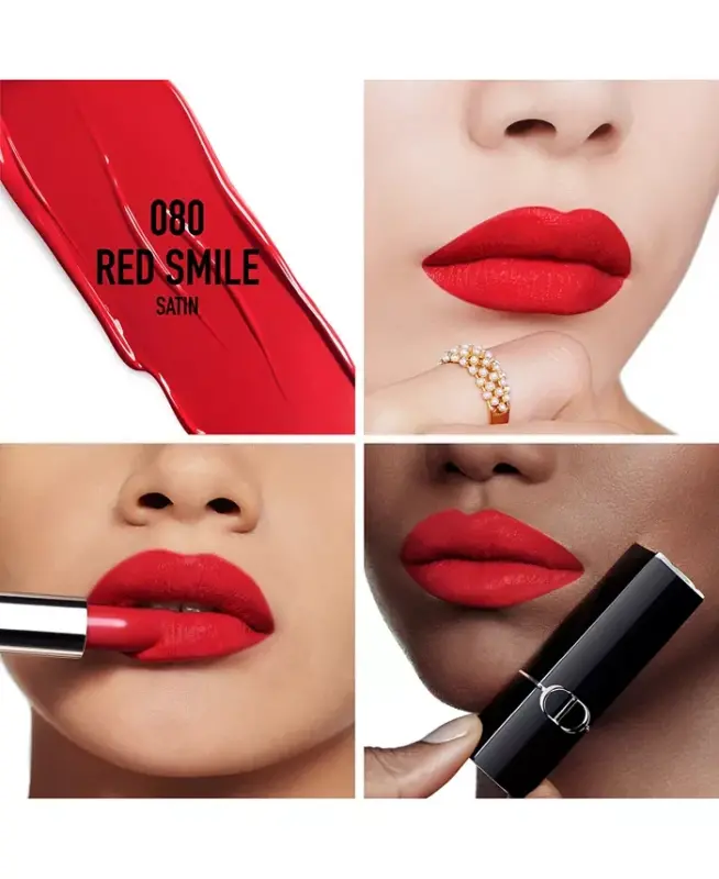 Rouge Dior Lipstick - Satin-080 Red Smile - a bright red - 4