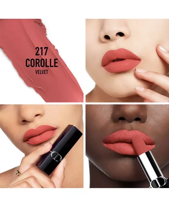 Rouge Dior Lipstick - Velvet-217 Corolle velvet - yorqin mercan pushti rangi - 3