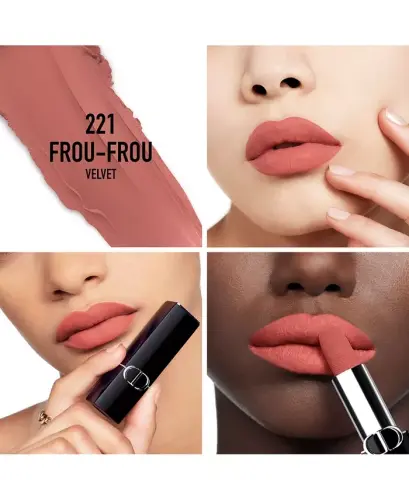 Rouge Dior Lipstick - Velvet - 221 Frou-Frou velvet - a deep rosewood - 3