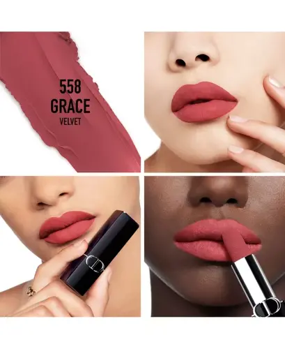 Rouge Dior Lipstick - Velvet-558 Grace velvet - chuqur ko'k tusli pushti - 3