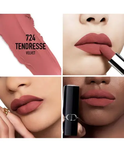 Rouge Dior Lipstick - Velvet-724 Tendresse velvet - a deep dusty rose - 3