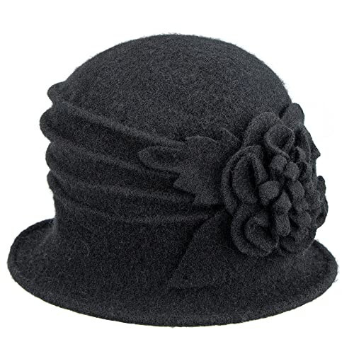 Round Cloche Hat for Women Vintage Wool 1920s Cloche Winter Hat - 2