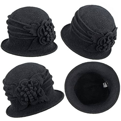 Round Cloche Hat for Women Vintage Wool 1920s Cloche Winter Hat - 3