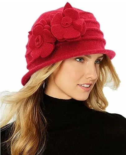 Round Cloche Hat for Women Vintage Wool 1920s Cloche Winter Hat - 1