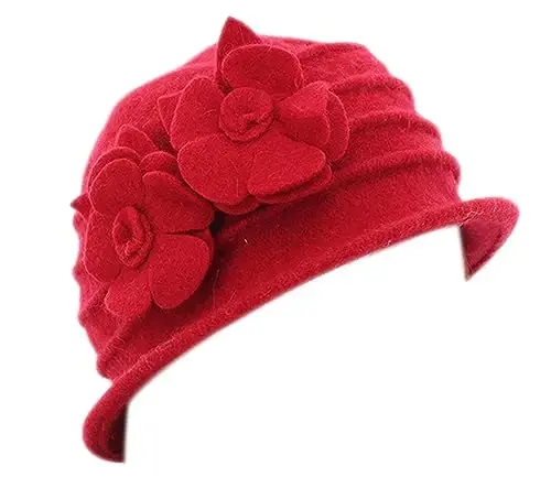 Round Cloche Hat for Women Vintage Wool 1920s Cloche Winter Hat - 2