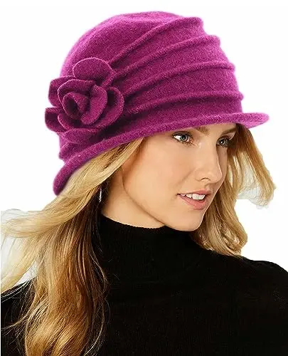 Round Cloche Hat for Women Vintage Wool 1920s Cloche Winter Hat 