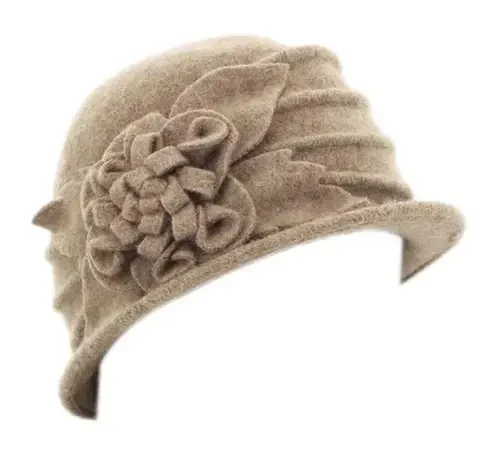 Round Cloche Hat for Women Vintage Wool 1920s Cloche Winter Hat - ROUND (1)