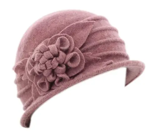 Round Cloche Hat for Women Vintage Wool 1920s Cloche Winter Hat - ROUND (1)