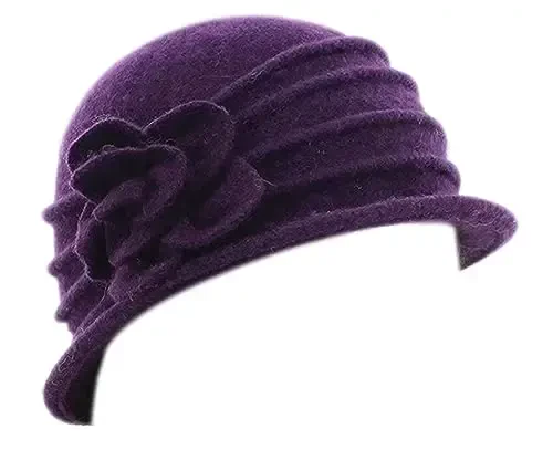 Round Cloche Hat for Women Vintage Wool 1920s Cloche Winter Hat - ROUND (1)