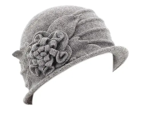 Round Cloche Hat for Women Vintage Wool 1920s Cloche Winter Hat - 2