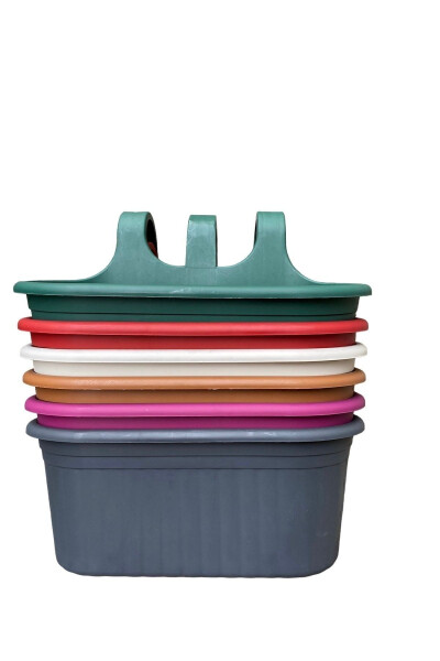 Round Hanging Balcony Planter 6.5 Litre ( 3 Pieces Mixed Colors Will Be Sent) - SERİNOVA