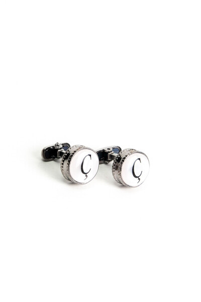 Round Letter Cufflinks in Wooden Box, Letter C - 5