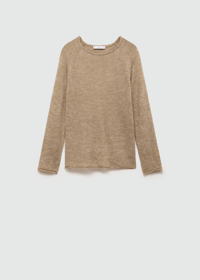 Round neck knitted sweater, light/pastel grey. - 8