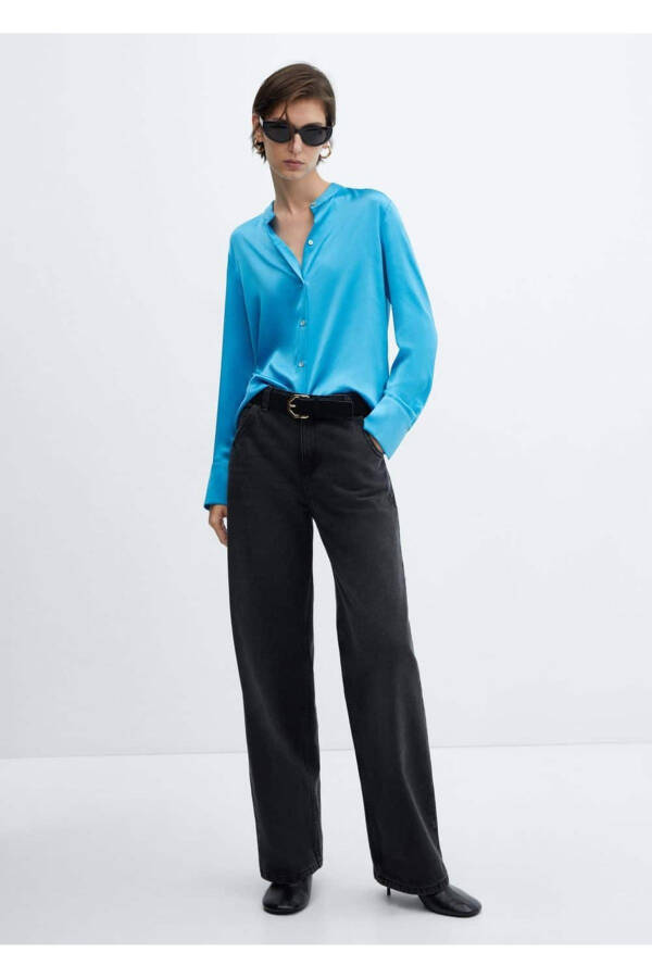 Round neck satin shirt - 2