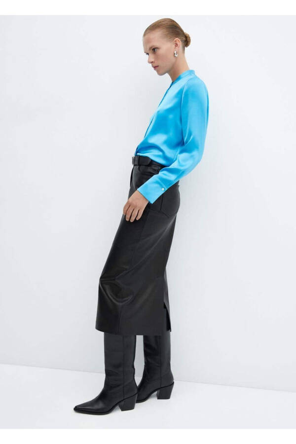 Round neck satin shirt - 6