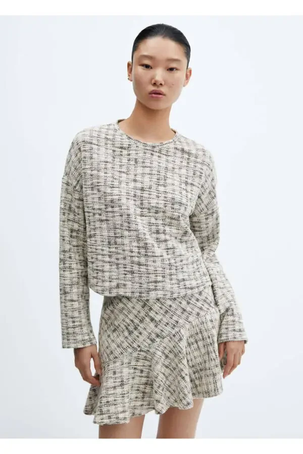 Round Neck Tweed Sweater - 1