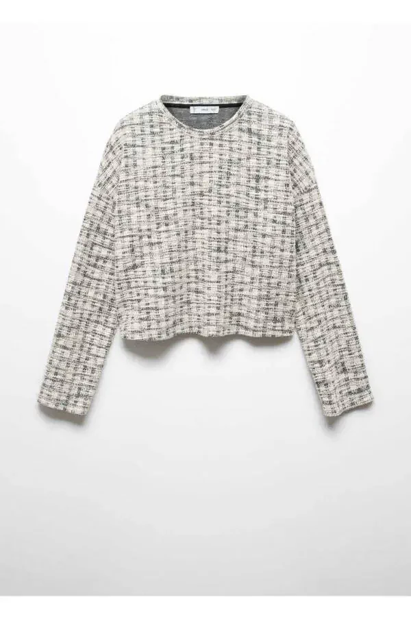 Round Neck Tweed Sweater - 3