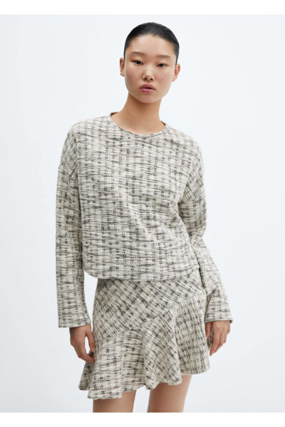 Round Neck Tweed Sweater - MANGO WOMAN