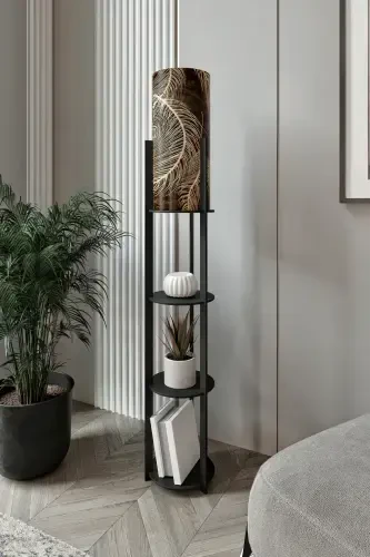 ROUND SHELF FLOOR LAMP BLACK-ARECA - MESSER (1)