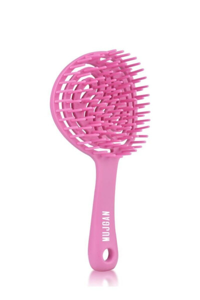 Round Vegan Hair Detangling Comb Pink - 1