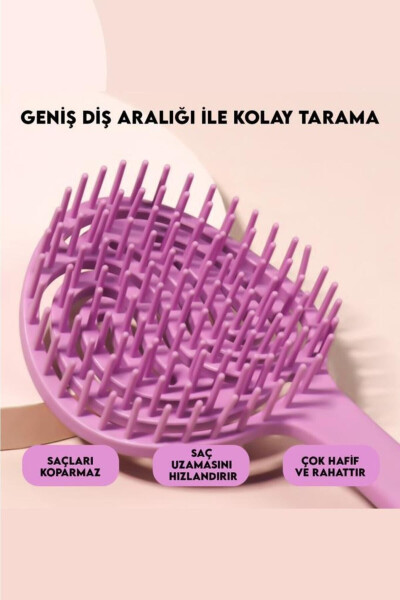 Round Vegan Hair Detangling Comb Pink - 3