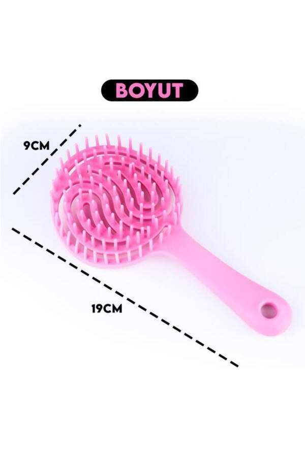 Round Vegan Hair Detangling Comb Pink - 4