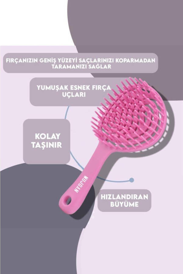 Round Vegan Hair Detangling Comb Pink - 6