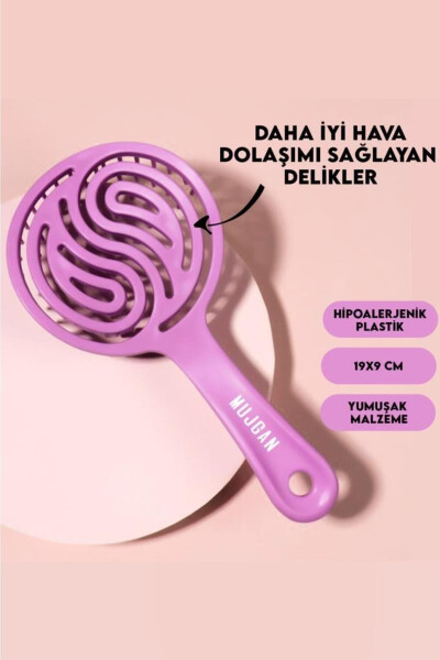 Round Vegan Hair Detangling Comb Pink - MUJGAN (1)