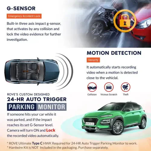 Rove R2-4K Avtomobil uchun Dash Kamera - UHD 2160P, 2,4 dyuymli LCD Displey, 150° Keng Burchakli, WDR, Tungi Ko'rish va O'rnatilgan WiFi GPS bilan Mashina Pano Kamera Rekordyeri - 5